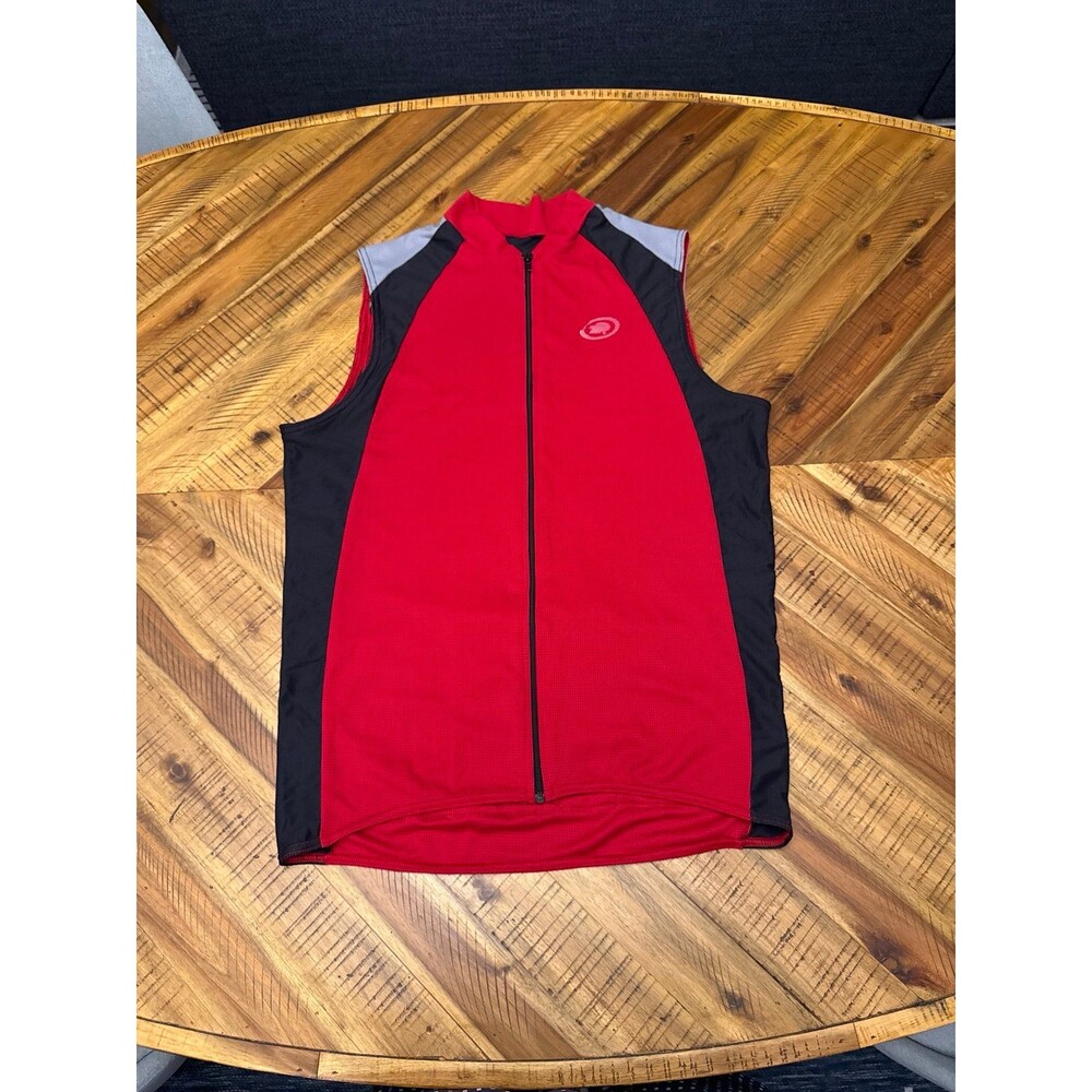Performance Cycling Vest L Red Sleeveless Full Zip Jersey High Collar Road Bike